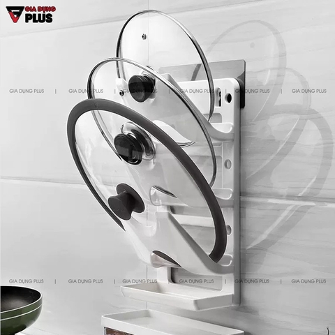 Giá đựng vung nồi / thớt dán tường 3 ngăn nhôm,nhựa ABS cao cấp cho phòng bếp tiện nghi hơn.
