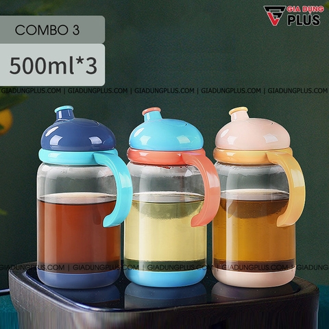 Bình Đựng Dầu Ăn, Nước Mắm Thủy Tinh Đầu Nấm Có Nắp Kín | Tự Động Mở Nắp Thông Minh 500ML | JIANXIA (JX-0303) - gia dụng plus