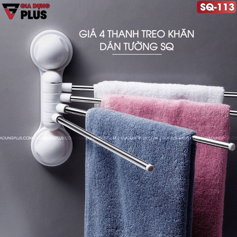 Giá Treo Khăn 4 Thanh Inox Xoay 180 Độ Dán Tường Cho Nhà Tắm - SHUANGQING - gia dụng plus