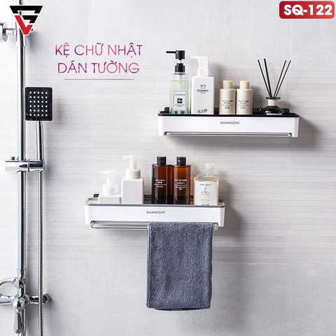 Kệ Chữ Nhật Dán Tường Dài, Kèm Thanh Treo Khăn Cực Kỳ Tiện Lợi SHUANGQING (SQ-0102) - Gia dụng Plus