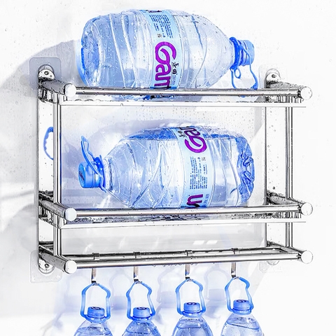 Kệ Đựng Đồ Đa Năng Dán Tường INOX Cao Cấp Cho Phòng Tắm | Kèm Giá Khăn & Móc Treo Đa Năng | Moyang - Gia dụng Plus