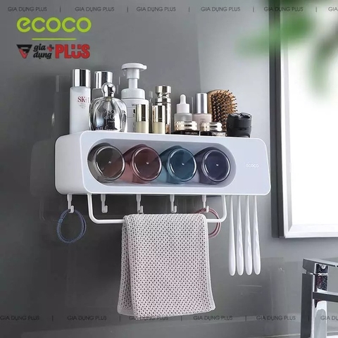 Bộ Kệ Để Bàn Chải Đánh Răng - Kèm Cốc Súc Miệng Úp Trong Kệ Trong Suốt Đa Năng Cho Phòng Tắm, Bồn Rửa Mặt | Ecoco Chính