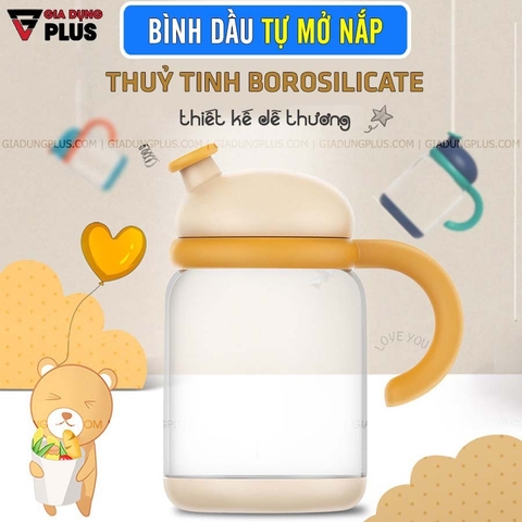 【Xả Kho】Lọ thuỷ tinh đựng dầu ăn, nước mắm, nước tương đầu nấm dễ thương JIANXIA