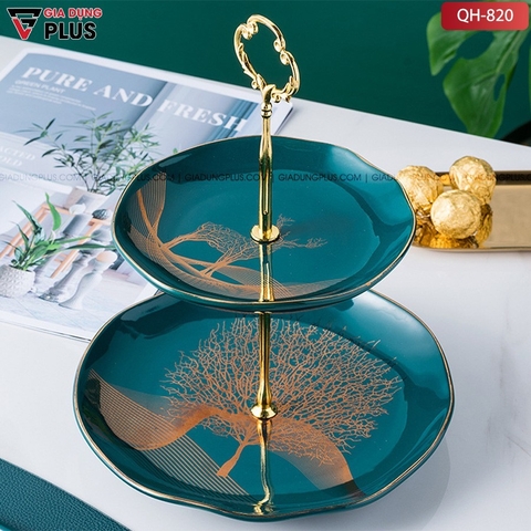 【Xả Kho】Đĩa đựng trái cây, pancake, bánh kẹo màu xanh ngọc cổ vịt sang trọng - phong cách Bắc Âu