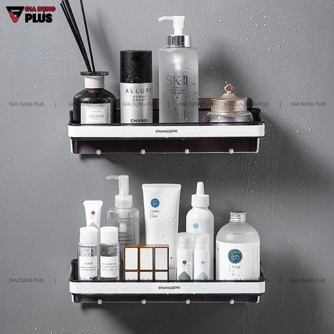 Kệ dán tường đựng đồ đa năng phòng tắm, giá gia vị nhựa ABS kèm móc treo, không cần khoan tường SQ-5287