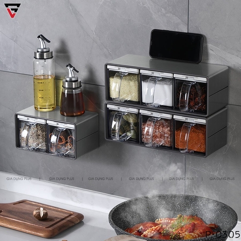 Bộ hộp đựng gia vị kèm kệ inox 304 cao cấp, dung tích lớn JIANXIA