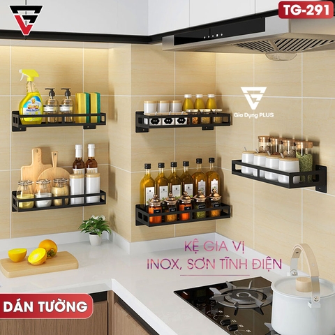 Kệ Đựng Chai Lọ, Hộp Gia Vị Treo Tường Inox 304 Cao Cấp Cho Phòng Bếp - Không Cần Khoan Tường - Gia dụng Plus