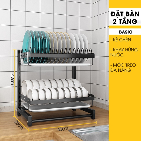 Kệ Để Chén Bát & Đĩa, Ly Cốc Đa Năng Đặt Bàn INOX SUS 201, Sơn Tĩnh Điện Không Gỉ ( 2 Tầng & 3 Tầng ) | Tiggang - Gia dụng Plus