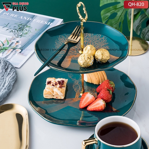 Đĩa đựng trái cây, pancake, bánh kẹo màu xanh ngọc cổ vịt sang trọng - phong cách Bắc Âu PHALEDO (PL-0608) - Gia dụng Plus