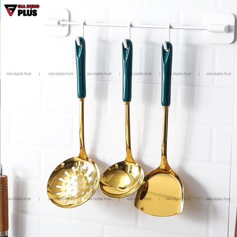 Bộ Thìa / Muôi / Muỗng /Xẻng Nấu Ăn Đa Năng Gốm Sứ Và Giá Treo Gọn Gàng (7 Món) Cao Cấp | Qianhuiju - Gia dụng Plus