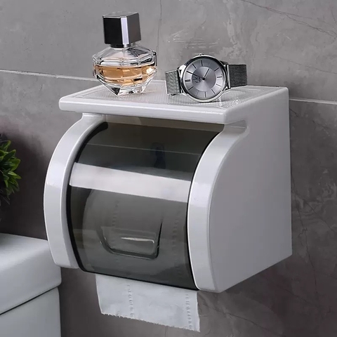 Hộp Đựng Giấy Vệ Sinh Dán Tường Chống Nước Hai Ngăn - Chính Hãng SHUANGQING (SQ-0109) - Gia dụng Plus