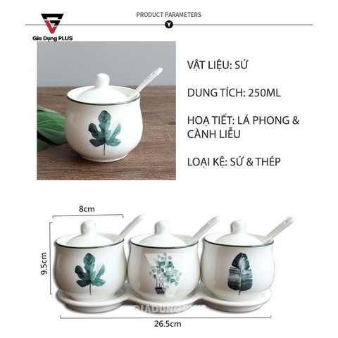 🔴OUTLET | Bộ hủ đựng gia vị sứ kèm kệ đặt bàn màu trắng, trang trí nhẹ nhàng theo phong cách Bắc Âu