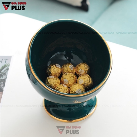 🔴OUTLET | Cốc Gốm Sứ Đặt Bàn Đựng Đồ Đa Năng Chìa Khoá, Bánh Kẹo,... | Xanh Ngọc Lục Bảo Sang Trọng