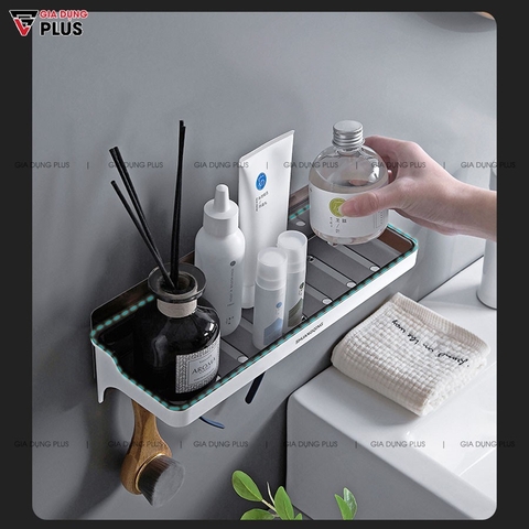 Kệ dán tường đựng đồ đa năng phòng tắm, giá gia vị nhựa ABS kèm móc treo, không cần khoan tường SQ-5287