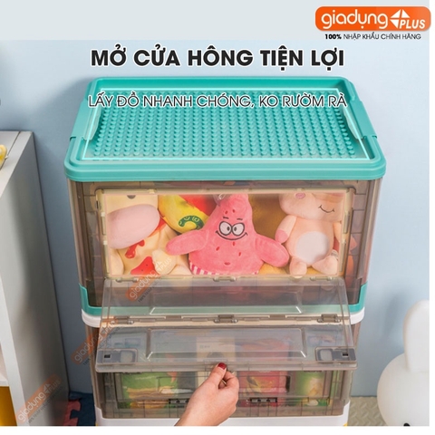 Thùng Đựng Lego, Đồ Chơi, Gấu Bông Gấp Gọn Cao Cấp Cho Trẻ Em (Có Bánh Xe & Tay Xách, Nắp Đậy) LAZYDO - Gia dụng Plus