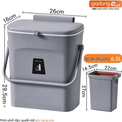 Thùng Đựng Rác Treo Cánh Tủ Bếp | Có Nắp Đậy Trượt Thông Minh Giúp Chống Mùi & Côn Trùng LAZYDO (LZ-0130) - Gia dụng Plus