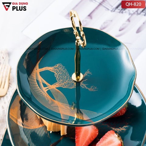 Đĩa đựng trái cây, pancake, bánh kẹo màu xanh ngọc cổ vịt sang trọng - phong cách Bắc Âu PHALEDO (PL-0608) - Gia dụng Plus