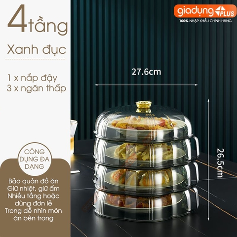 Lồng bàn giữ nhiệt đa năng 360 độ nhựa PET có nhiều tầng giúp chống bụi & côn trùng - bảo quản đồ ăn cho mùa Đông & Tết - Gia dụng Plus