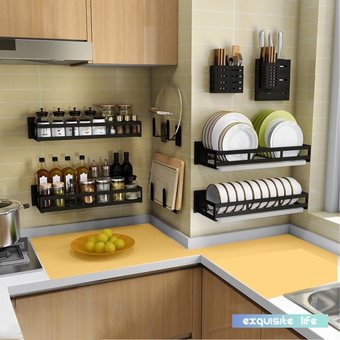 Bộ Kệ Phòng Bếp Inox, Sơn Tĩnh Điện Dán Tường Cao Cấp - Giải Phóng Không Gian Nhà Bếp LAZYDO (LZ-0230) - Gia dụng Plus