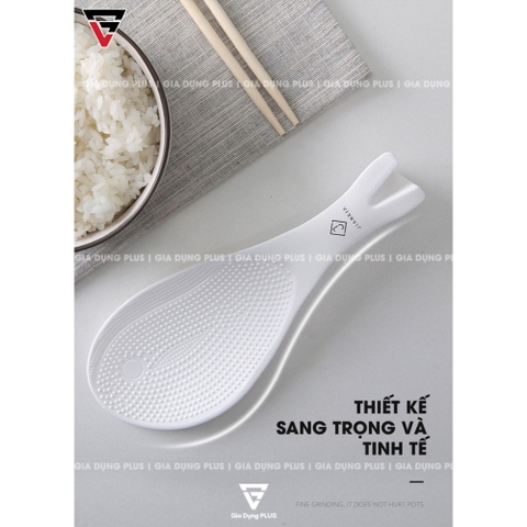 Muỗng xới cơm tự đứng thông minh - nhựa cao cấp, an toàn - chính hãng Jianxia