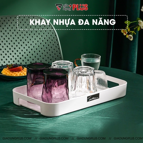 Khay nhựa ABS cao cấp chữ nhật đựng đồ đa năng cho gia đình, có tay cầm chắc chắn (hàng chính hãng JIANXIA)