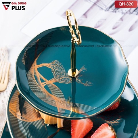 【Xả Kho】Đĩa đựng trái cây, pancake, bánh kẹo màu xanh ngọc cổ vịt sang trọng - phong cách Bắc Âu