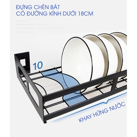 🔴OUTLET | Kệ úp chén bát ráo nước dán tường cao cấp chống gỉ trọn đời (tặng kèm keo dán và ốc vít) chịu lực ERMO