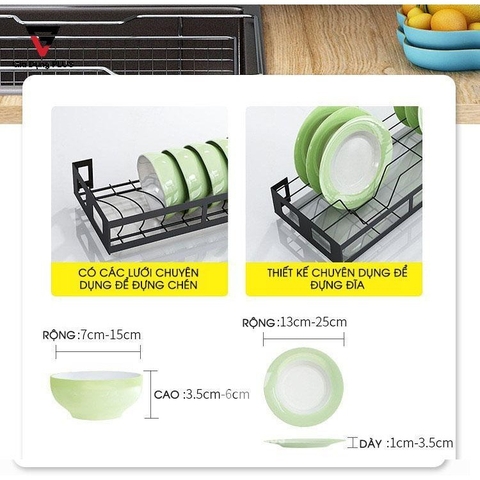 🔴OUTLET | Kệ úp chén bát ráo nước dán tường cao cấp chống gỉ trọn đời (tặng kèm keo dán và ốc vít) chịu lực ERMO