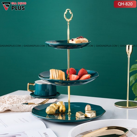 Đĩa đựng trái cây, pancake, bánh kẹo màu xanh ngọc cổ vịt sang trọng - phong cách Bắc Âu PHALEDO (PL-0608) - Gia dụng Plus