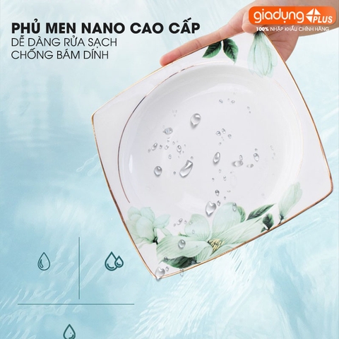 Bộ chén bát sứ BÁCH HỢP (Lily Flowers) cao cấp nhập khẩu - Set 10 người ăn gồm chén, bát, đĩa, tô, nồi, muỗng, đũa.. - Gia dụng Plus