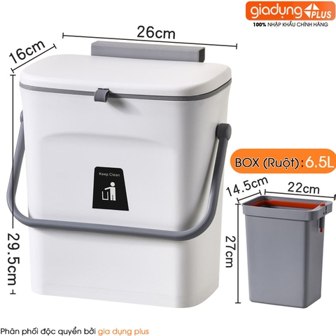 Thùng Đựng Rác Treo Cánh Tủ Bếp | Có Nắp Đậy Trượt Thông Minh Giúp Chống Mùi & Côn Trùng LAZYDO (LZ-0130) - Gia dụng Plus