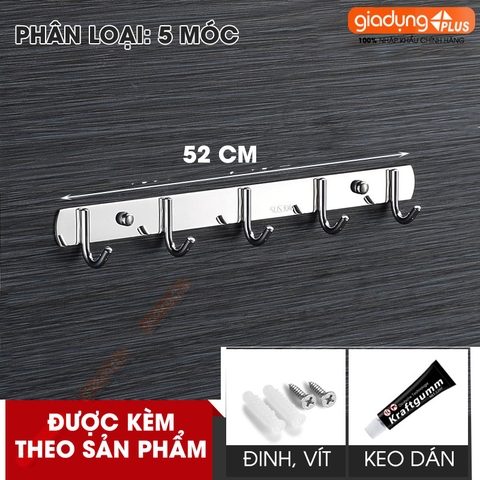 Móc Treo Quần Áo Đa Năng Bằng INOX Cao Cấp, Dán Tường | Moyang - Gia dụng Plus