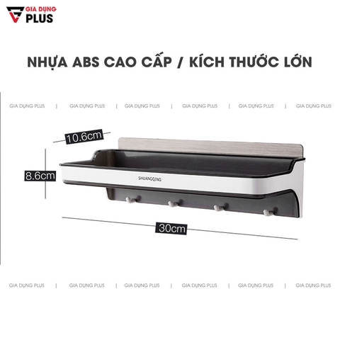 Giá Đỡ Đựng Đồ Đa Năng Dán Tường Cho Nhà Vệ Sinh, Phòng Tắm Kèm Móc Treo Đồ Bằng Nhựa ABS Cao Cấp - ShuangQuing (SQ-5287) - Gia dụng Plus