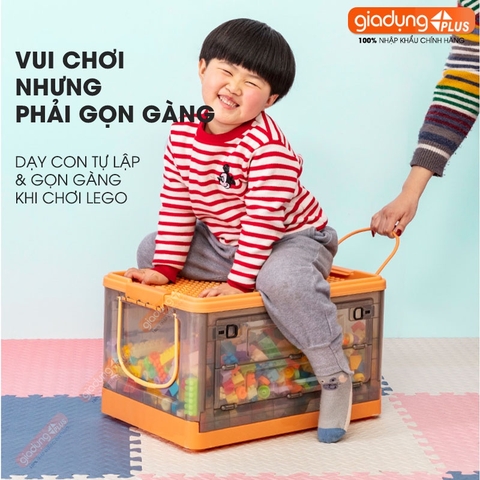 Thùng Đựng Lego, Đồ Chơi, Gấu Bông Gấp Gọn Cao Cấp Cho Trẻ Em (Có Bánh Xe & Tay Xách, Nắp Đậy) LAZYDO - Gia dụng Plus