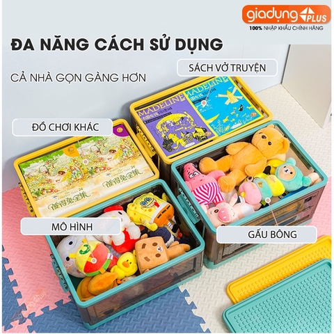 Thùng Đựng Lego, Đồ Chơi, Gấu Bông Gấp Gọn Cao Cấp Cho Trẻ Em (Có Bánh Xe & Tay Xách, Nắp Đậy) LAZYDO - Gia dụng Plus