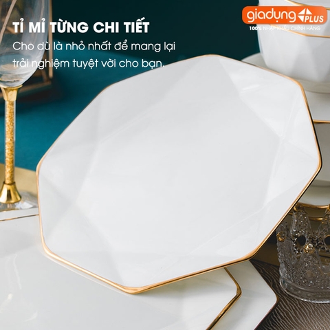 Bộ chén bát sứ KIM CƯƠNG (White Diamons) cao cấp nhập khẩu - Set 10 người ăn gồm chén, bát, đĩa, tô, nồi, muỗng, đũa.. - Gia dụng Plus