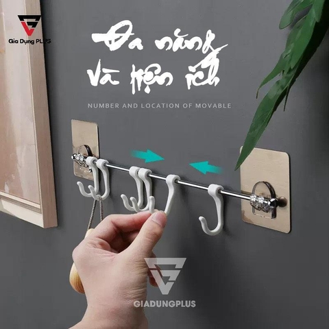 Thanh 6 Móc Treo Nhựa Dán Tường Đa Năng Cho Phòng Tắm, Phòng Bếp ShuangQing (SQ-0126) - Gia dụng Plus