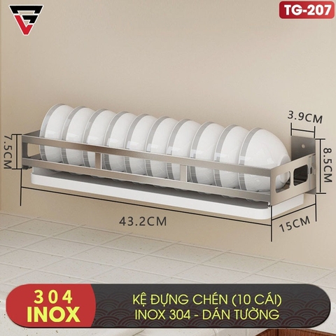 🔴OUTLET | Kệ úp chén bát ráo nước dán tường cao cấp chống gỉ trọn đời (tặng kèm keo dán và ốc vít) chịu lực ERMO