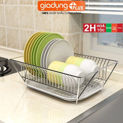 Kệ úp chén bát đĩa thông minh inox cao cấp ráo nước bên bồn rửa LAZYDO (nhập khẩu chính hãng)