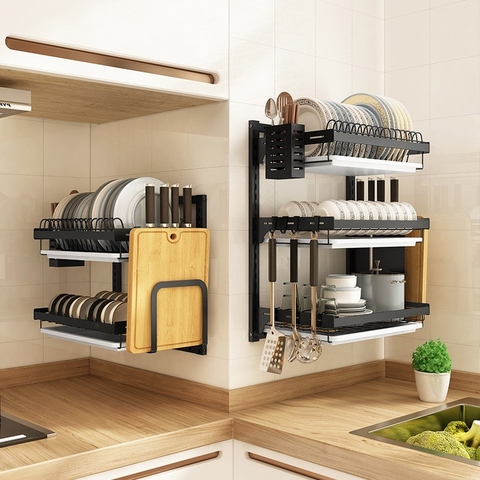 【Xả Kho】Kệ Để Chén Bát & Đĩa, Ly Cốc Đa Năng Đặt Bàn INOX SUS 201, Sơn Tĩnh Điện Không Gỉ ( 2 Tầng & 3 Tầng ) | Gia Dụng