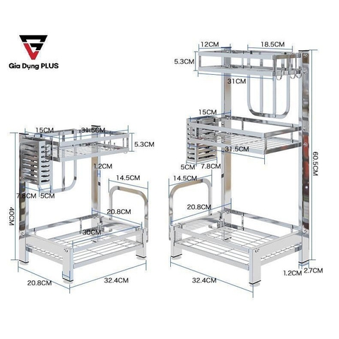 Kệ Đựng Gia Vị INOX 304 Đặt Bàn Cao Cấp (2 Tầng & 3 Tầng)