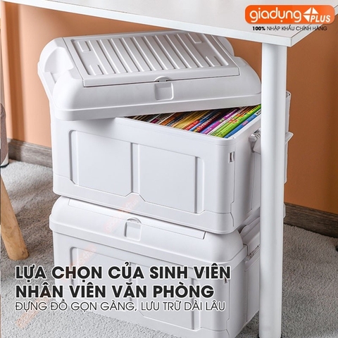 Thùng đựng sách vở, tài liệu, đồ dùng đa năng 45 lít / có ngăn phụ, nhựa PP chắc chắn Lazydo (LZ0514)
