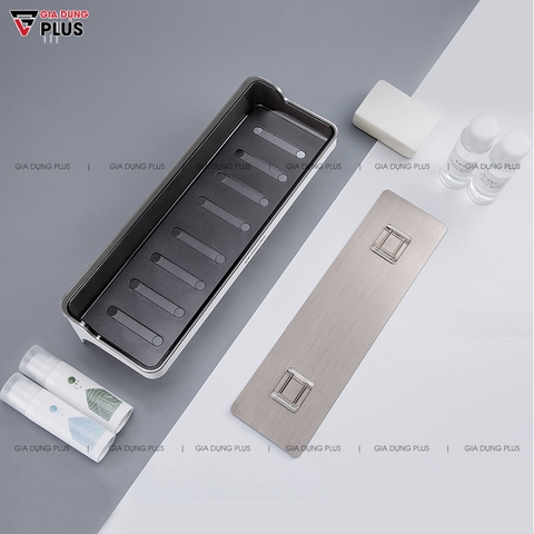 Giá Đỡ Đựng Đồ Đa Năng Dán Tường Cho Nhà Vệ Sinh, Phòng Tắm Kèm Móc Treo Đồ Bằng Nhựa ABS Cao Cấp - ShuangQuing (SQ-5287) - Gia dụng Plus