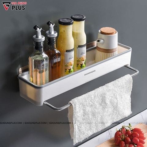Kệ chữ nhật dán tường cao cấp, đa năng cho phòng tắm, nhà bếp / không cần khoan tường ShuangQuing (SQ-5255)