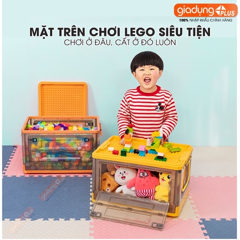 Thùng Đựng Lego, Đồ Chơi, Gấu Bông Gấp Gọn Cao Cấp Cho Trẻ Em (Có Bánh Xe & Tay Xách, Nắp Đậy) LAZYDO - Gia dụng Plus