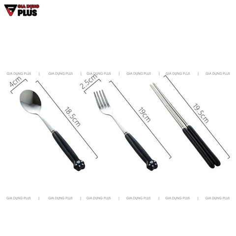 Bộ Đồ Ăn Cá Nhân Gồm Đũa / Muỗng / Nĩa Cao Cấp Tay Cầm Sứ Hình Chân Mèo Dễ Thương | Qianhuiju - Gia dụng Plus