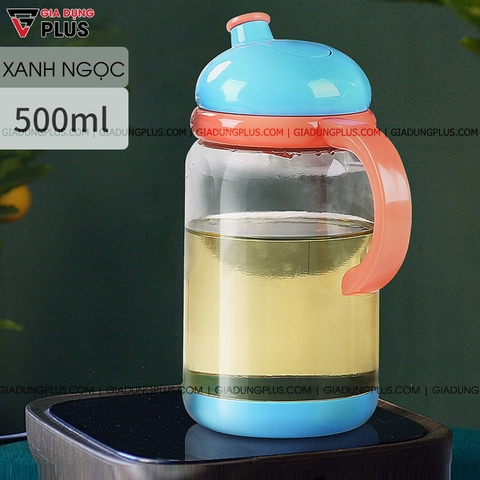 Bình Đựng Dầu Ăn, Nước Mắm Thủy Tinh Đầu Nấm Có Nắp Kín | Tự Động Mở Nắp Thông Minh 500ML | JIANXIA (JX-0303) - gia dụng plus