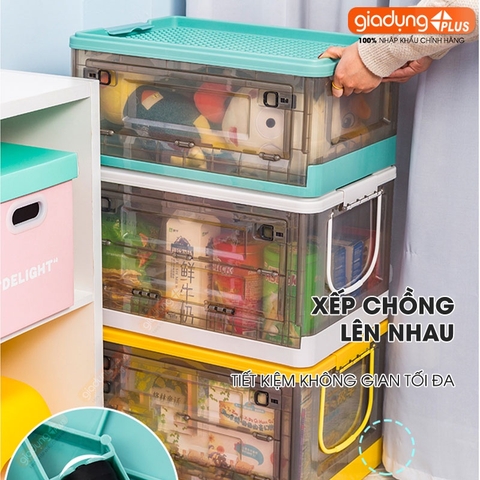 Thùng Đựng Lego, Đồ Chơi, Gấu Bông Gấp Gọn Cao Cấp Cho Trẻ Em (Có Bánh Xe & Tay Xách, Nắp Đậy) LAZYDO - Gia dụng Plus