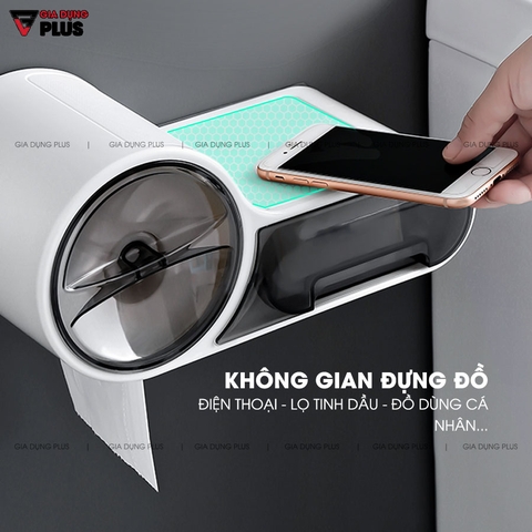 Hộp Đựng Giấy Vệ Sinh Dán Tường Chống Nước Hai Ngăn - Chính Hãng SHUANGQING (SQ-0109) - Gia dụng Plus