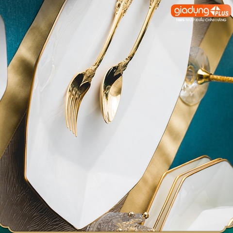 Bộ chén bát sứ KIM CƯƠNG (White Diamons) cao cấp nhập khẩu - Set 10 người ăn gồm chén, bát, đĩa, tô, nồi, muỗng, đũa.. - Gia dụng Plus